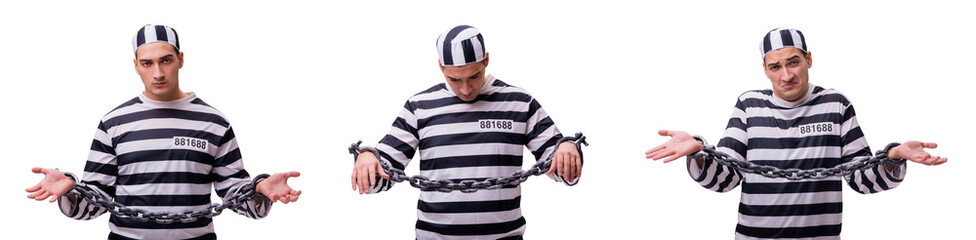 Man prisoner isolated on white background