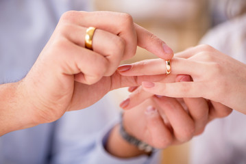 Young family in marriage divorce concept
