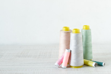 Colorful thread spools used in fabric and textile industry