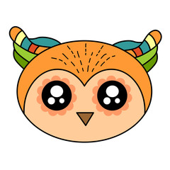 Funny vector owl with cute eyes in flat style isolated on white background. Childish print