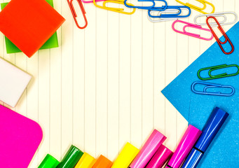back to school. various stationary on white