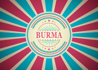 Burma Retro Vintage Style Stamp Background