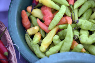 Pepper on display on street market stall in Brazil