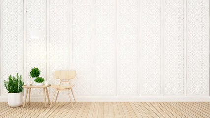 living area and wall decoration in coffee shop or apartment - 3D Rendering