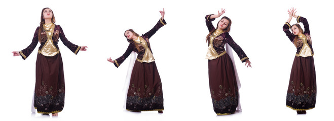 Young lady dancing traditional azeri dance