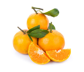 Fresh oranges isolated on white background.