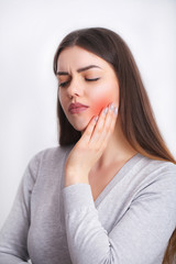 Fototapeta premium Tooth Pain. Beautiful Woman Feeling Strong Pain, Toothache