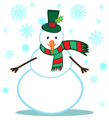 Vector Snowman Character on White