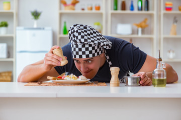 Chef cook cooking a meal breakfast dinner in the kitchen