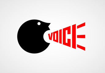 Voice. Crying man. Vector lettering