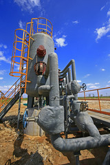 Fototapeta premium Pipeline valves and industrial equipment