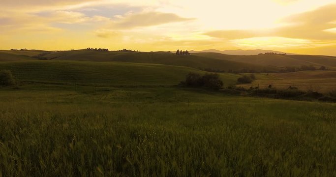 Aerial footage, famous tuscan hills landscape in Tuscany, Italy, 4K