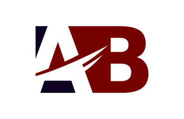 AB Red Negative Space Square Swoosh Letter Logo