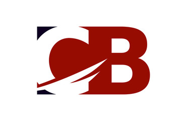 CB Red Negative Space Square Swoosh Letter Logo