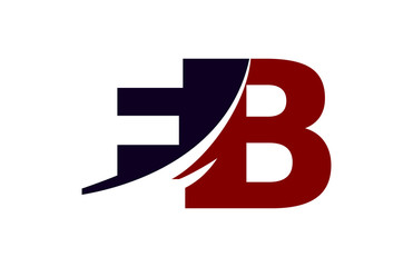 EB Red Negative Space Square Swoosh Letter Logo