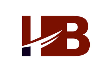 IB Red Negative Space Square Swoosh Letter Logo