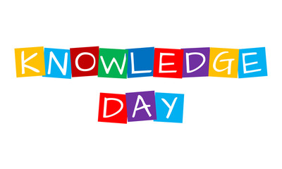 knowledge day, text in colorful rotated squares