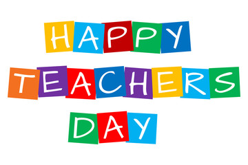 happy teachers day, text in colorful rotated squares