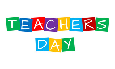 teachers day, text in colorful rotated squares