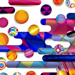 Futuristic abstract background made of rounded shapes, stripes, lines and circles with fashion patterns.