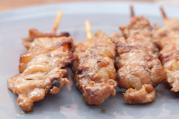 grilled pork skewer chop