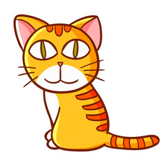 Funny and cute yellow orange cat staring at viewers - vector.