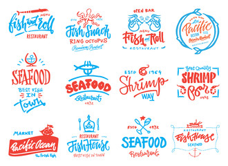 Seafood icons set