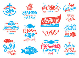 Seafood icons set