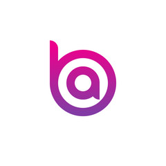 Initial letter ab, ba, a inside b, linked line circle shape logo, purple pink gradient color

