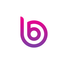 Initial letter bb, b inside b, linked line circle shape logo, purple pink gradient color

