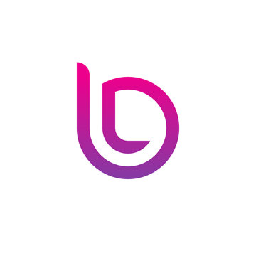 Initial letter bl, lb, l inside b, linked line circle shape logo, purple pink gradient color


