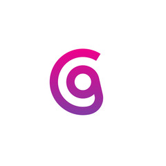 Initial letter cg, gc, g inside c, linked line circle shape logo, purple pink gradient color

