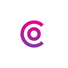 Initial letter co, oc, o inside c, linked line circle shape logo, purple pink gradient color

