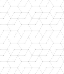 seamless geometric line grid vector hexagon pattern