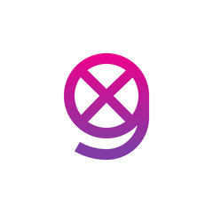Initial letter gx, xg, x inside g, linked line circle shape logo, purple pink gradient color