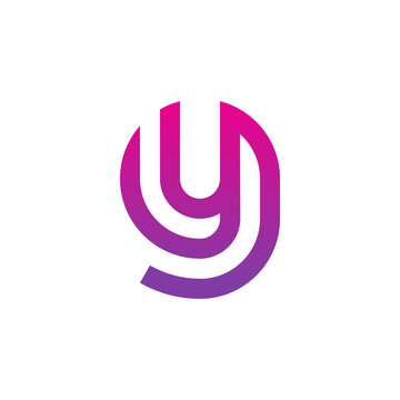 Initial Letter Gy, Yg, Y Inside G, Linked Line Circle Shape Logo, Purple Pink Gradient Color