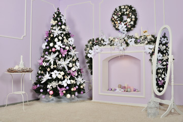 Beautiful holdiay decorated room