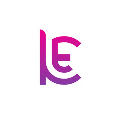 Initial letter kt, tk, t inside k, linked line circle shape logo, purple pink gradient color