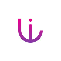 Initial letter li, il, i inside l, linked line circle shape logo, purple pink gradient color