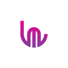 Initial letter lm, ml, m inside l, linked line circle shape logo, purple pink gradient color