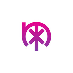 Initial letter mx, xm, x inside m, linked line circle shape logo, purple pink gradient color