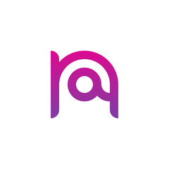 Initial letter na, an, a inside n, linked line circle shape logo, purple pink gradient color
