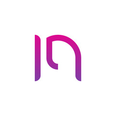Initial letter nl, ln, l inside n, linked line circle shape logo, purple pink gradient color