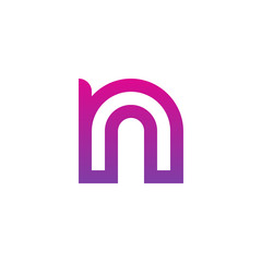 Initial letter nn, n inside n, linked line circle shape logo, purple pink gradient color