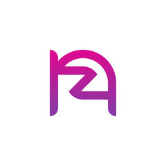 Initial letter nz, zn, z inside n, linked line circle shape logo, purple pink gradient color