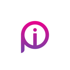 Initial letter pi, ip, i inside p, linked line circle shape logo, purple pink gradient color