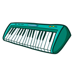 Cool and funny green MIDI keyboard in cartoon style - vector.