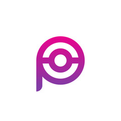 Initial letter po, op, o inside p, linked line circle shape logo, purple pink gradient color