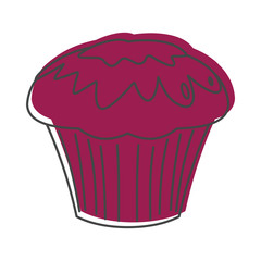 Cupcake bakery product in doodle style icons vector illustration for design and web isolated on white background