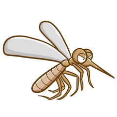 Cute and creepy mosquito flying - vector.